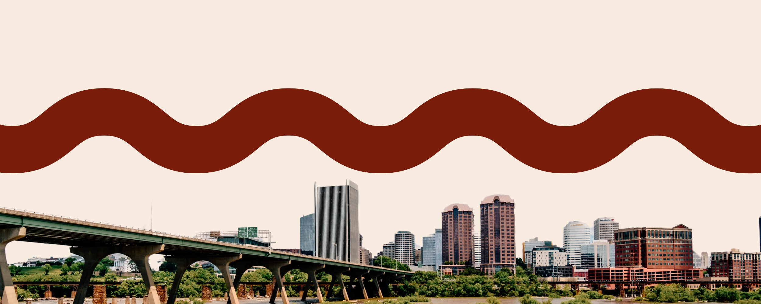 Richmond VIrginia Skyline with River City Whiskey River Element