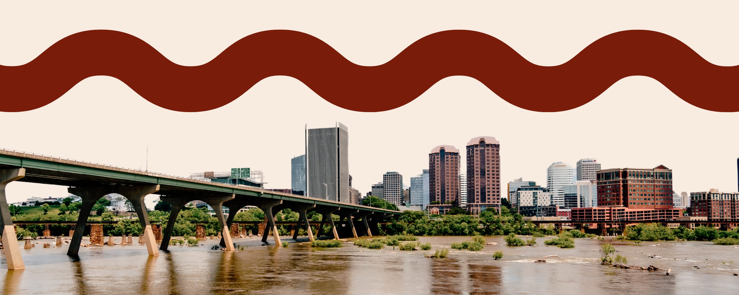 Richmond Virginia Skyline with River City Whiskey River Stamp